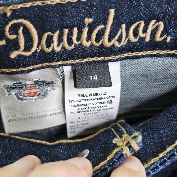 Harley-Davidson Boot Cut Embellished Mid Rise Jeans Size 14 - Picture 6 of 12